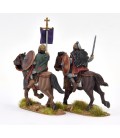 Grupo de mando de caballería pesada visigoda, caballos con armadura