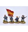 Grupo de mando de infantería española en combate