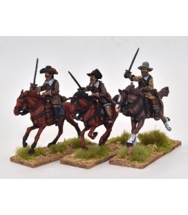 Cavalry charging with sword, breastplate and soft hat