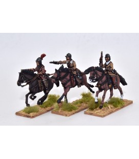 Cavalry charging with pistol, buff coat and helmet