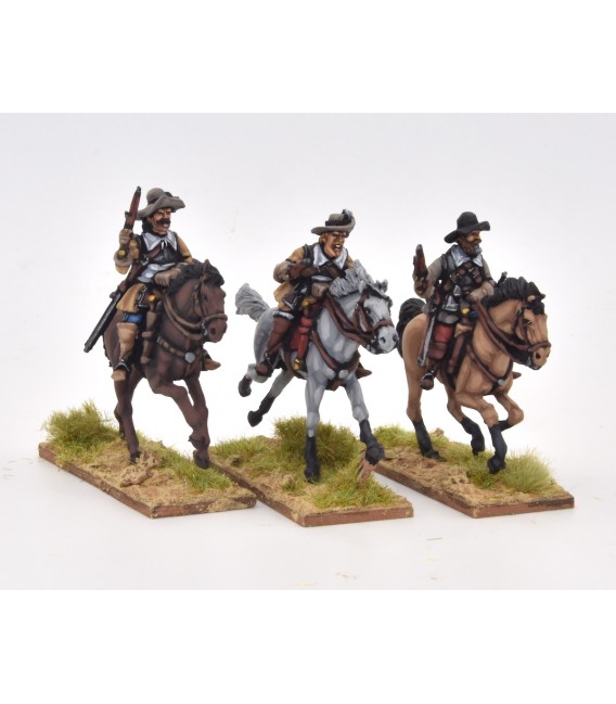 Cavalry charging with pistol, breastplate and soft hat