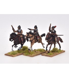 Cavalry charging with pistol, breastplate and helmet