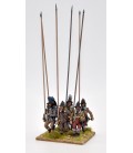 Unarmoured pikemen marching, helmets