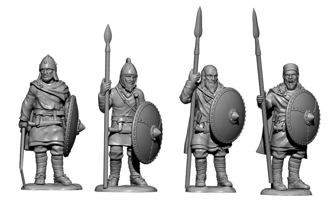 Guerreros visigodos sin armadura parados