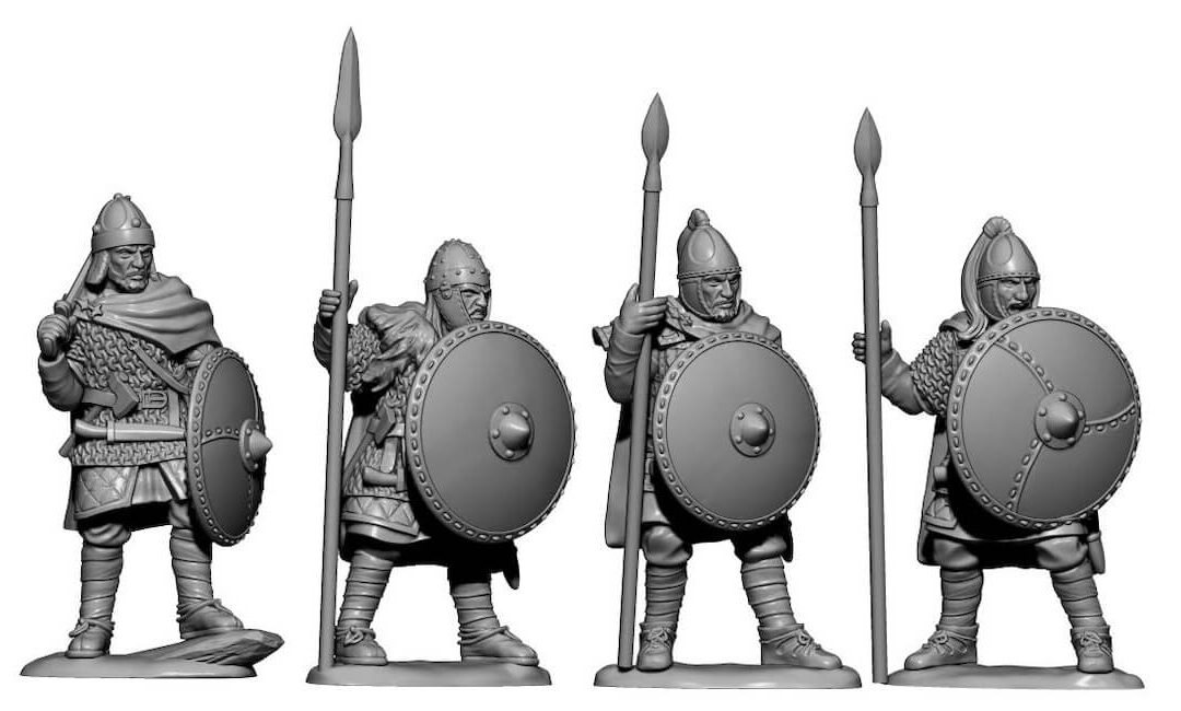 Guerreros visigodos con armadura parados